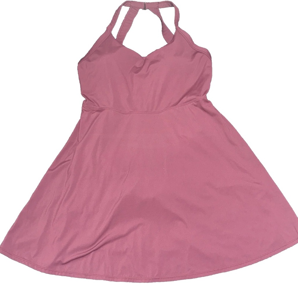 Halara Maroon Easy Peezy Backless Twisted Mini Dress Size XL Built-in Shorts